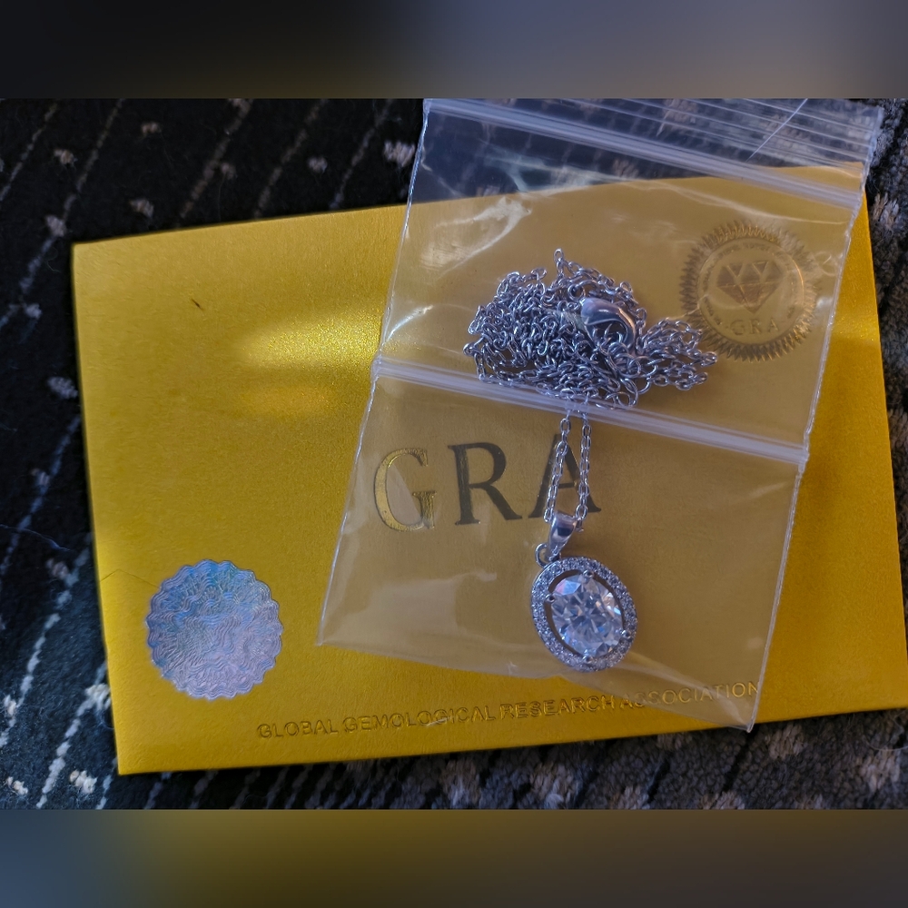 Elegant Silver Pendant Necklace Moissanite